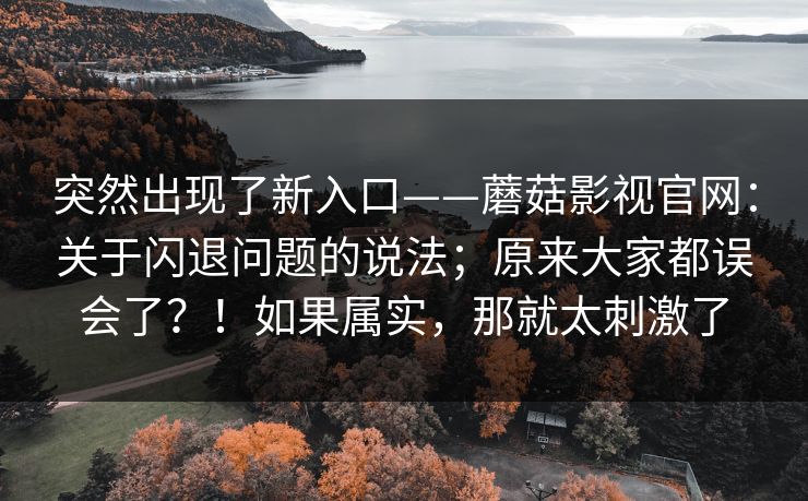 突然出现了新入口——蘑菇影视官网：关于闪退问题的说法；原来大家都误会了？！如果属实，那就太刺激了